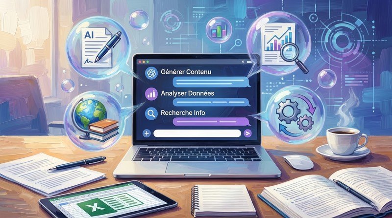Utilisation concrète de l'intelligence artificielle au travail pour les entrepreneurs.