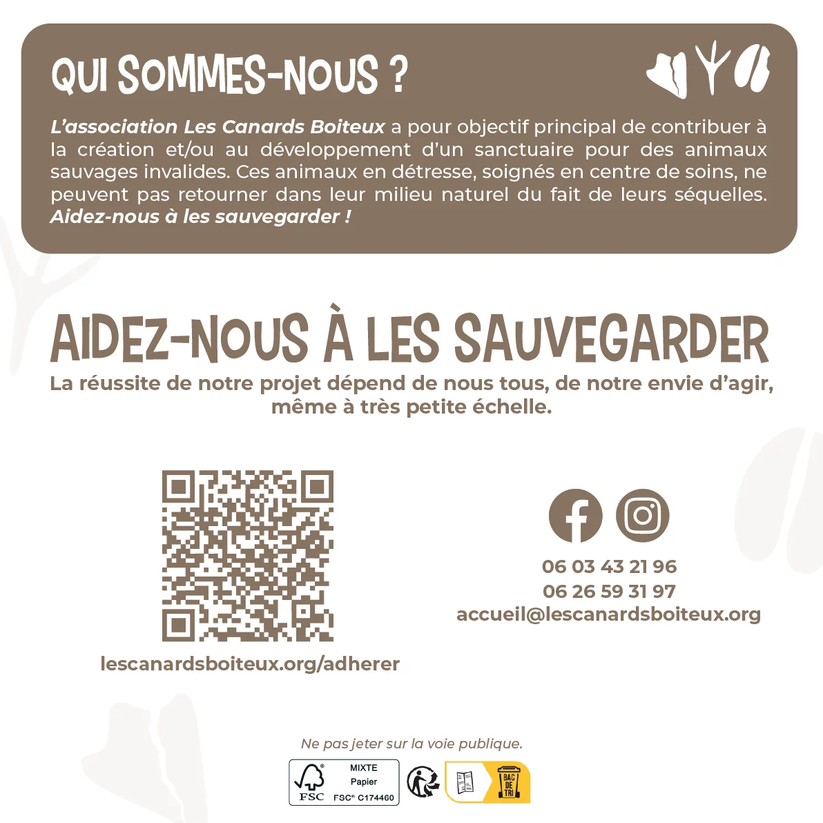 Verso informatif du flyer des Canards Boiteux