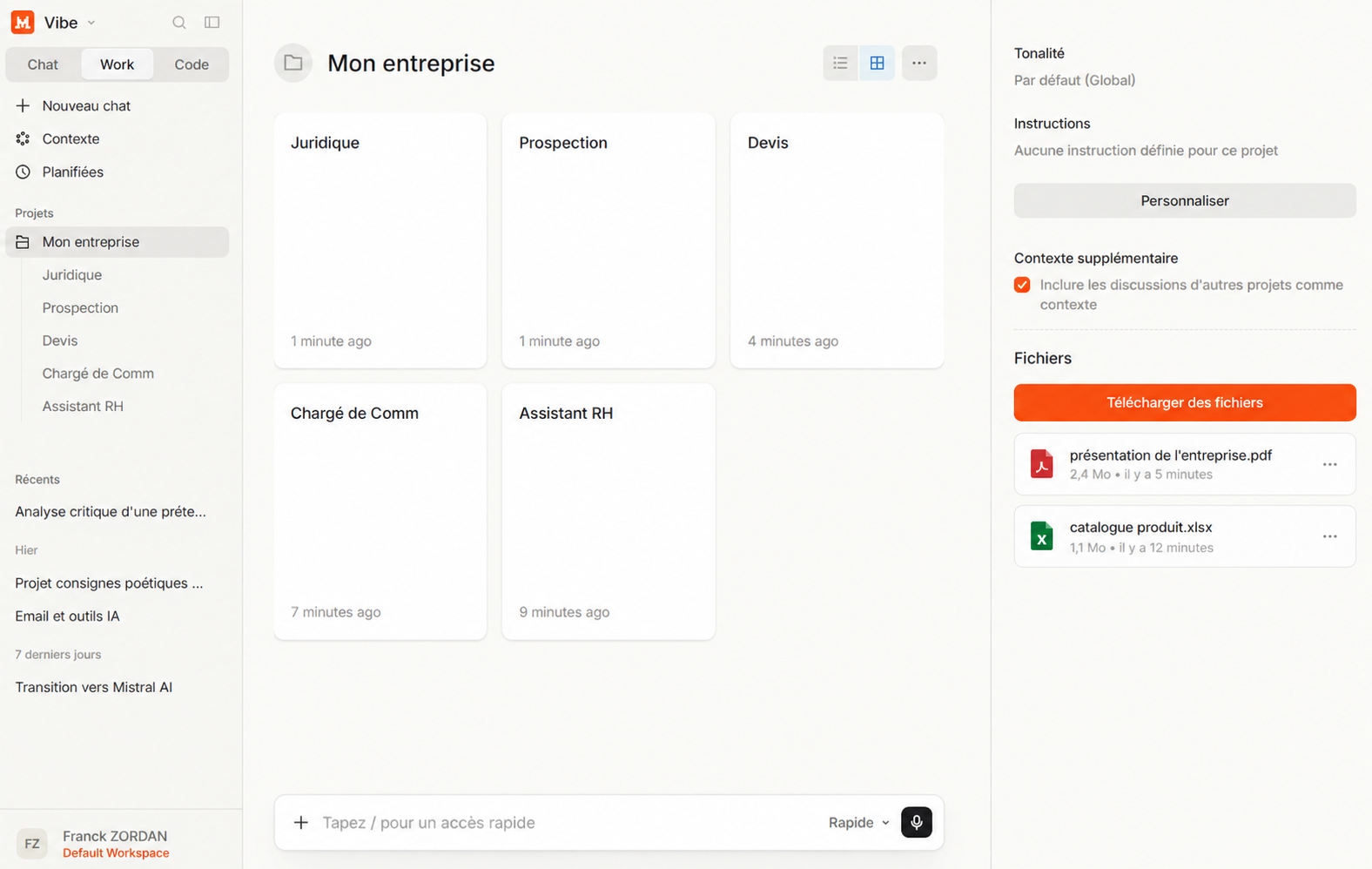 Organisation d’un projet d’entreprise en conversations dédiées à chaque métier