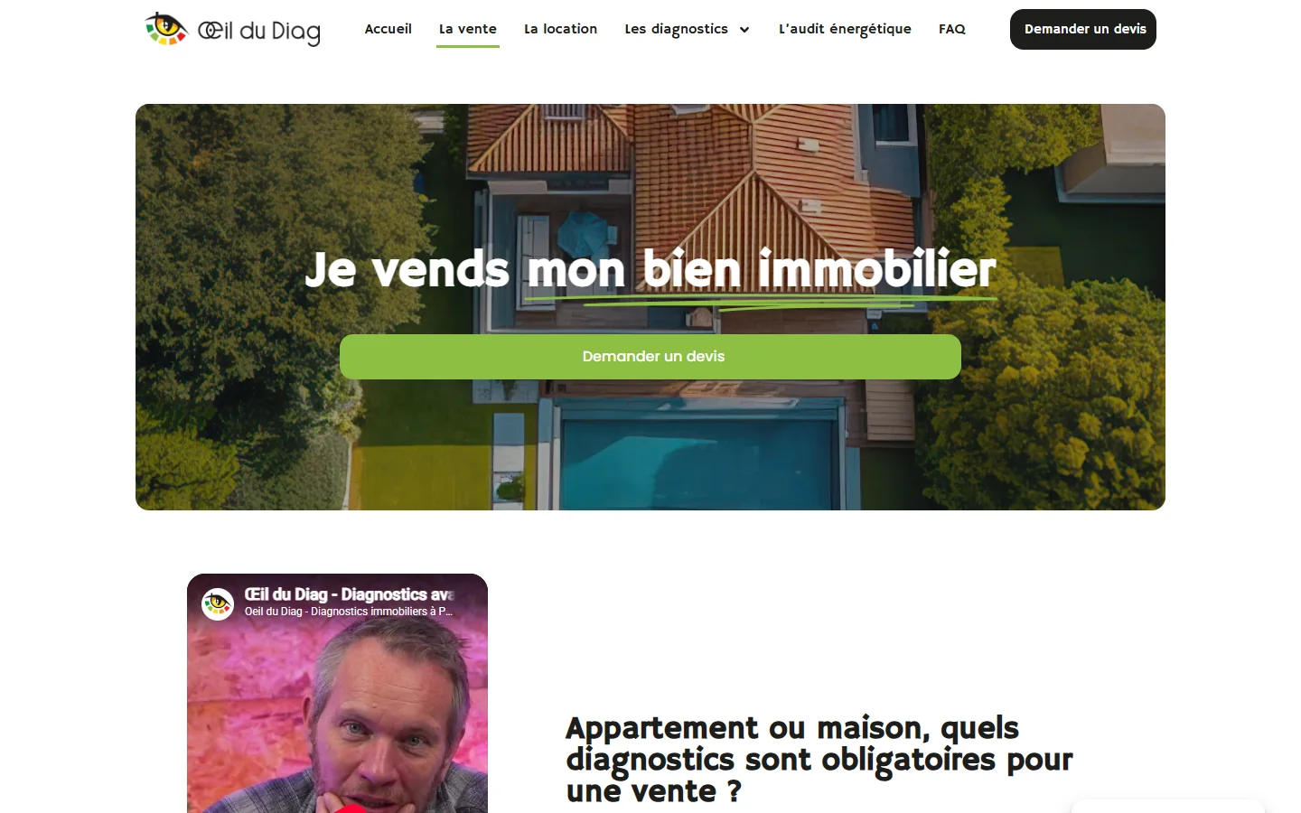 Page consacrée aux diagnostics obligatoires avant la vente d’un bien immobilier