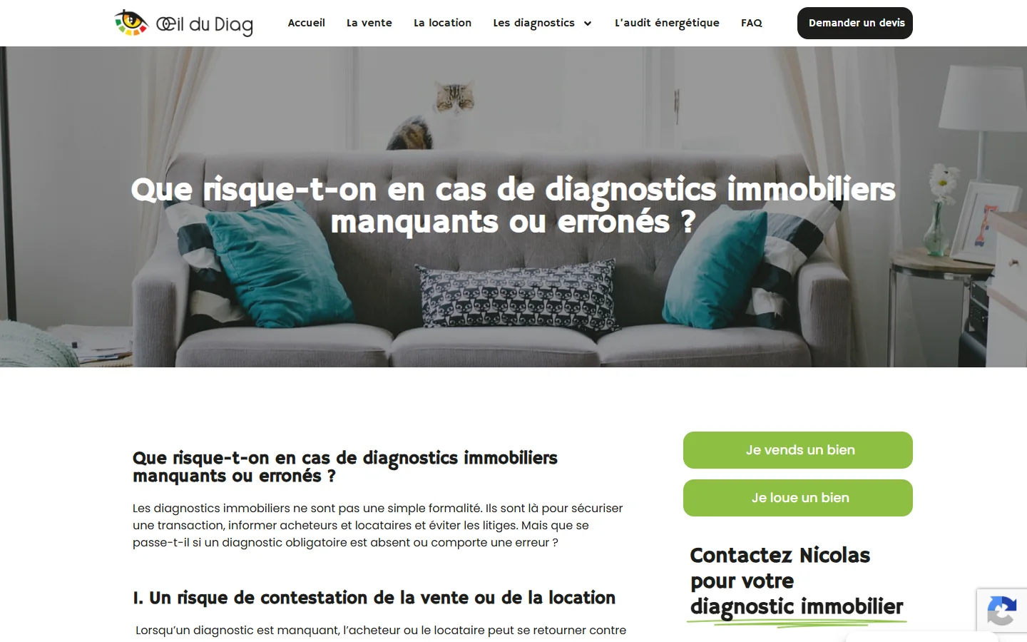 Article pédagogique publié sur le site L’Œil du Diag à propos des risques liés aux diagnostics manquants ou erronés